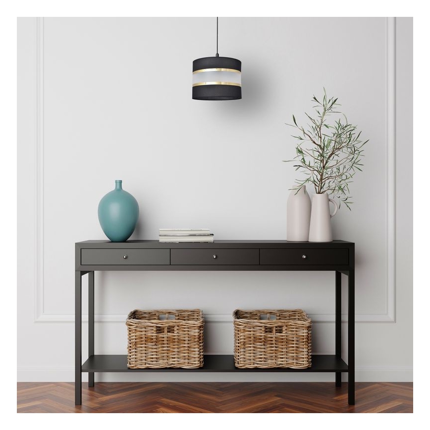 Pendel HELEN 1xE27/15W/230V diameter 20 cm sort/gylden