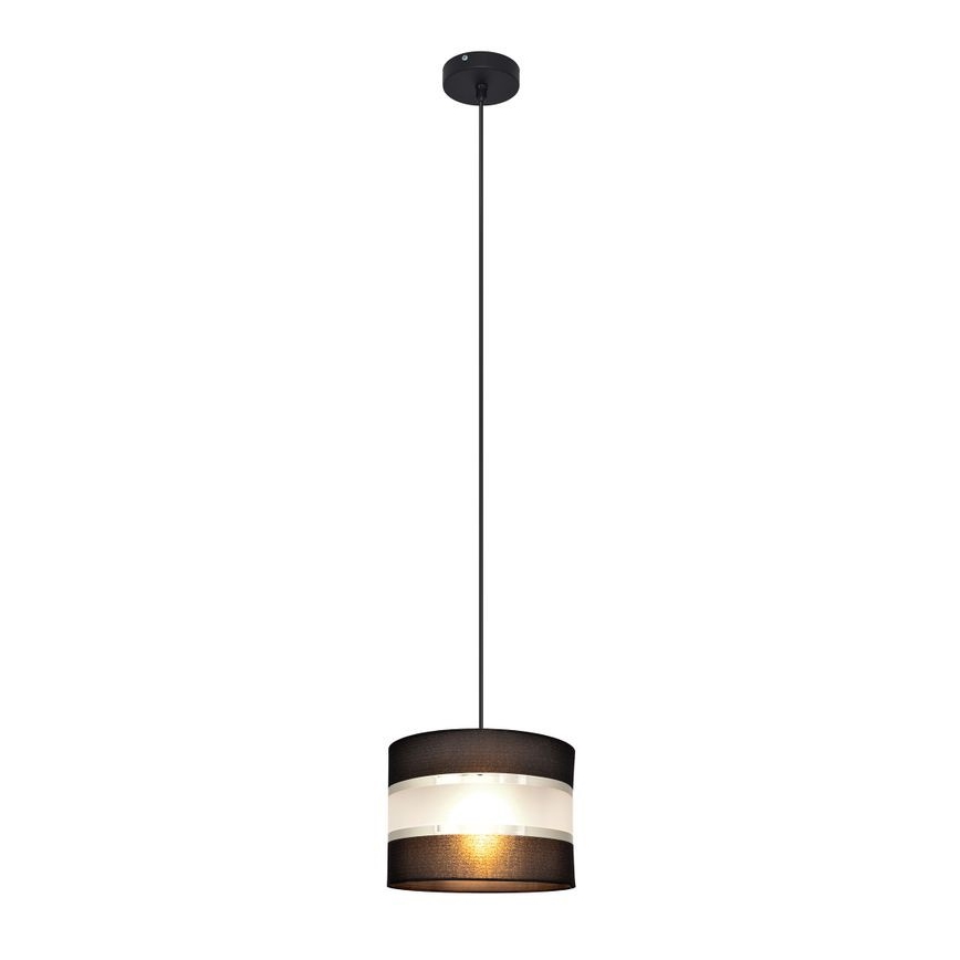 Pendel HELEN 1xE27/15W/230V diameter 20 cm sort/sølvfarvet