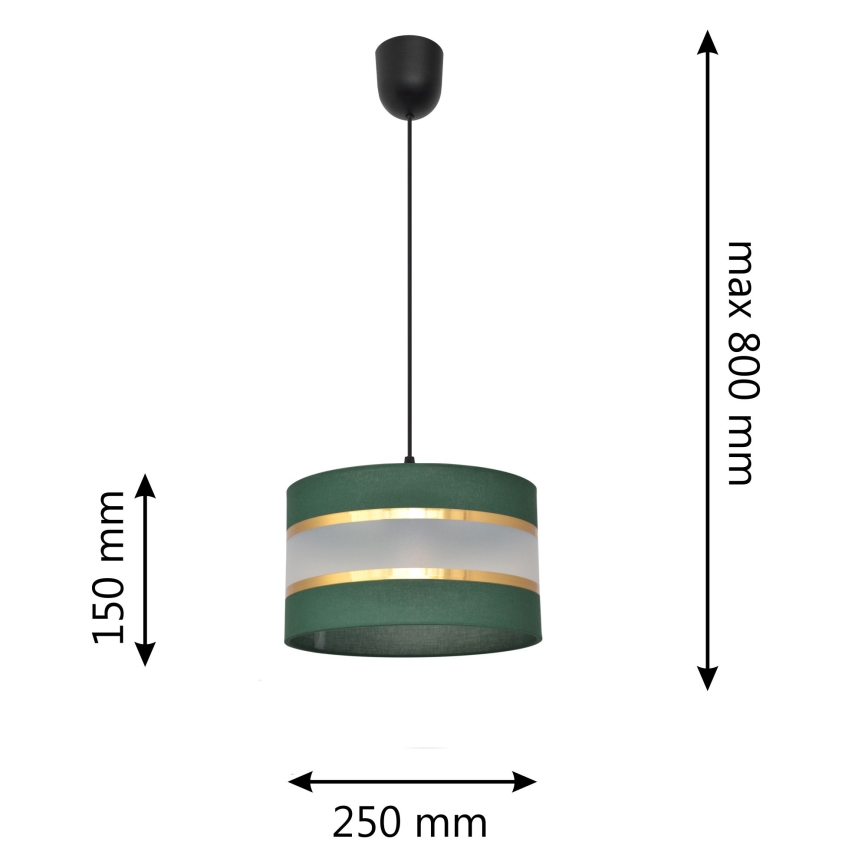 Pendel HELEN 1xE27/15W/230V diameter 25 cm grøn/guldfarvet