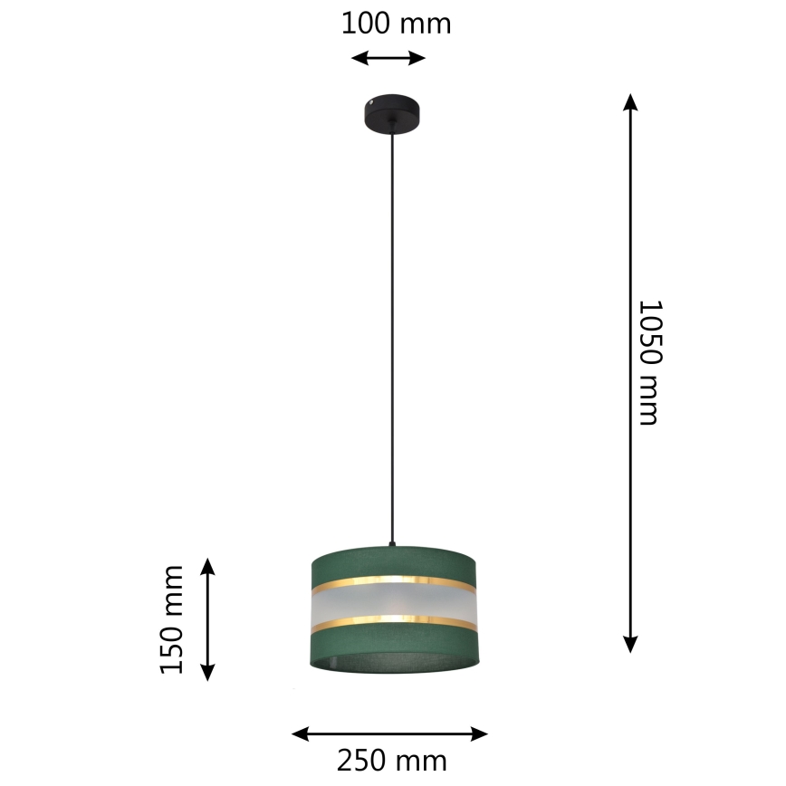 Pendel HELEN 1xE27/15W/230V diameter 25 cm grøn/guldfarvet