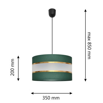 Pendel HELEN 1xE27/15W/230V diameter 35 cm grøn/guldfarvet