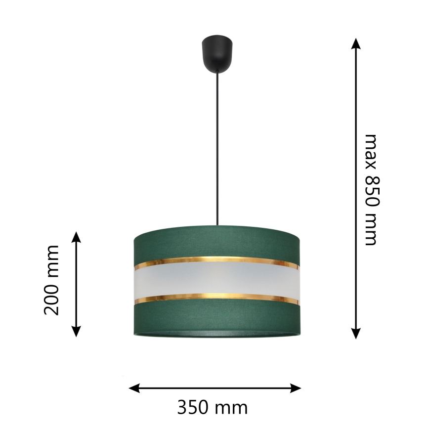 Pendel HELEN 1xE27/15W/230V diameter 35 cm grøn/guldfarvet