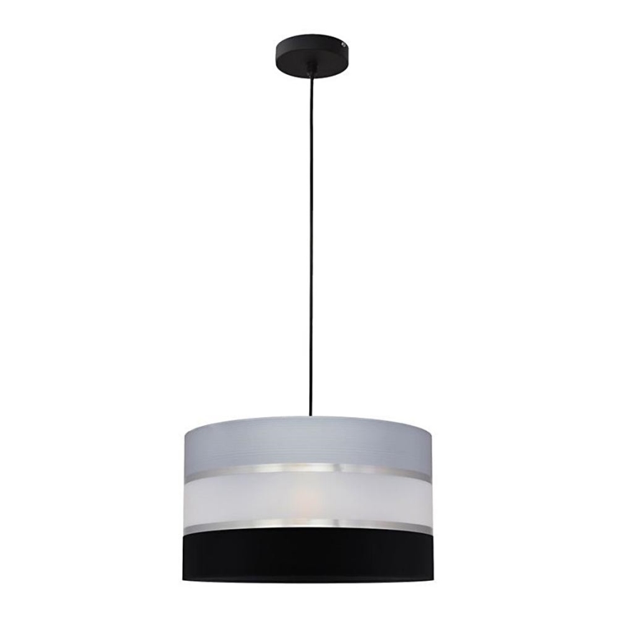 Pendel HELEN 1xE27/15W/230V diameter 35 cm sort/grå/sølvfarvet