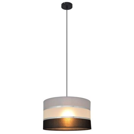 Pendel HELEN 1xE27/15W/230V diameter 35 cm sort/grå/sølvfarvet