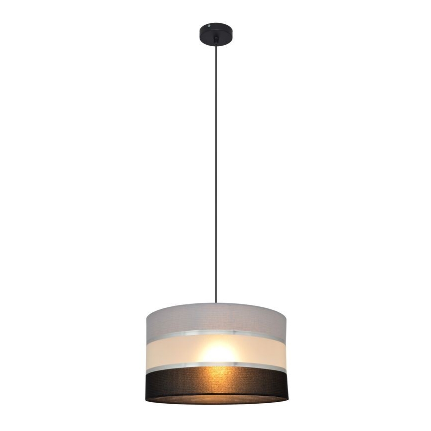 Pendel HELEN 1xE27/15W/230V diameter 35 cm sort/grå/sølvfarvet