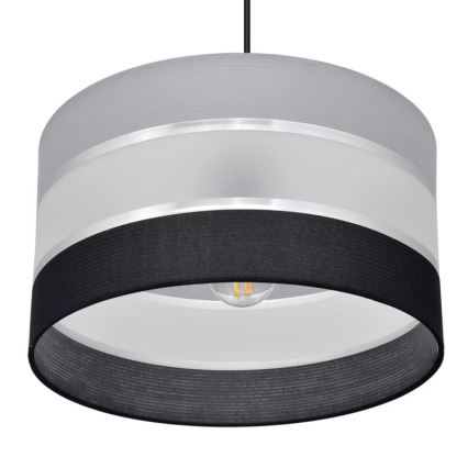 Pendel HELEN 1xE27/15W/230V diameter 35 cm sort/grå/sølvfarvet