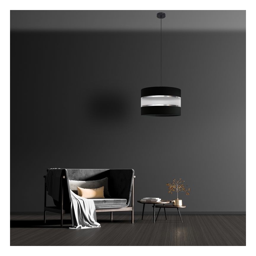 Pendel HELEN 1xE27/15W/230V diameter 35 cm sort/sølvfarvet