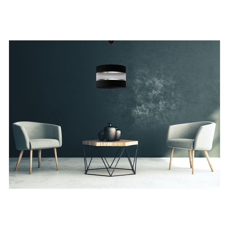 Pendel HELEN 1xE27/15W/230V diameter 35 cm sort/sølvfarvet