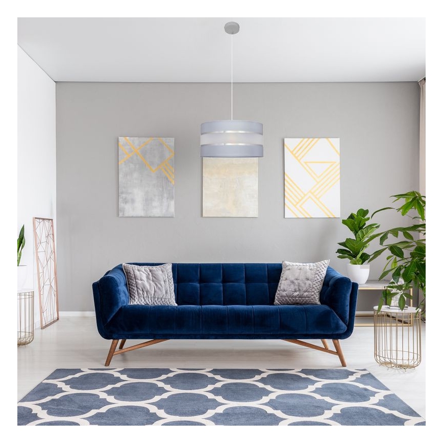 Pendel HELEN 1xE27/15W/230V diameter 40 cm grå/sølvfarvet