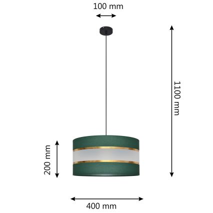 Pendel HELEN 1xE27/15W/230V diameter 40 cm grøn/guldfarvet