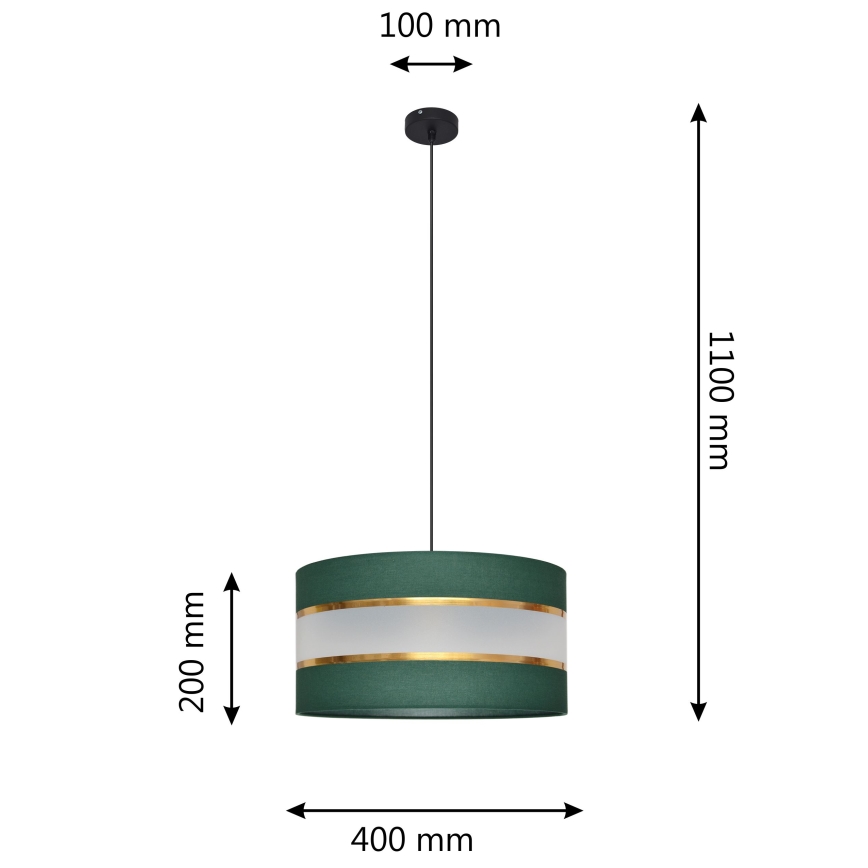 Pendel HELEN 1xE27/15W/230V diameter 40 cm grøn/guldfarvet