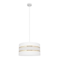 Pendel HELEN 1xE27/15W/230V diameter 40 cm hvid/gylden