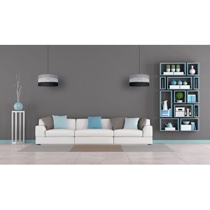 Pendel HELEN 1xE27/15W/230V diameter 40 cm sort/grå/sølvfarvet