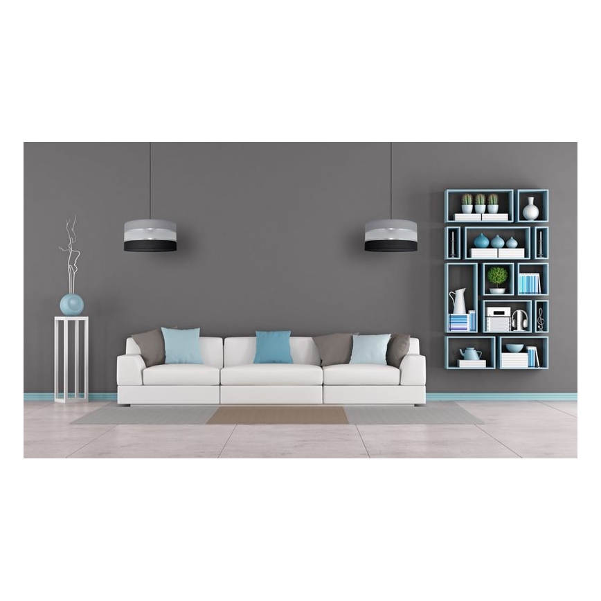 Pendel HELEN 1xE27/15W/230V diameter 40 cm sort/grå/sølvfarvet