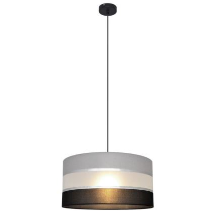 Pendel HELEN 1xE27/15W/230V diameter 40 cm sort/grå/sølvfarvet
