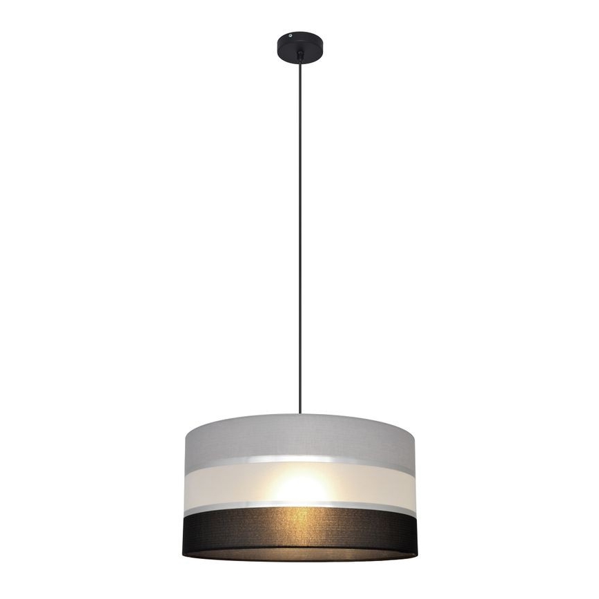 Pendel HELEN 1xE27/15W/230V diameter 40 cm sort/grå/sølvfarvet