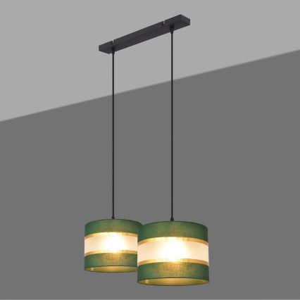 Pendel HELEN 2xE27/15W/230V grøn/guldfarvet