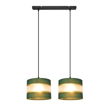 Pendel HELEN 2xE27/15W/230V grøn/guldfarvet