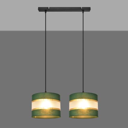 Pendel HELEN 2xE27/15W/230V grøn/guldfarvet