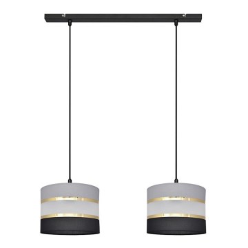 Pendel HELEN 2xE27/15W/230V sort/grå/gylden