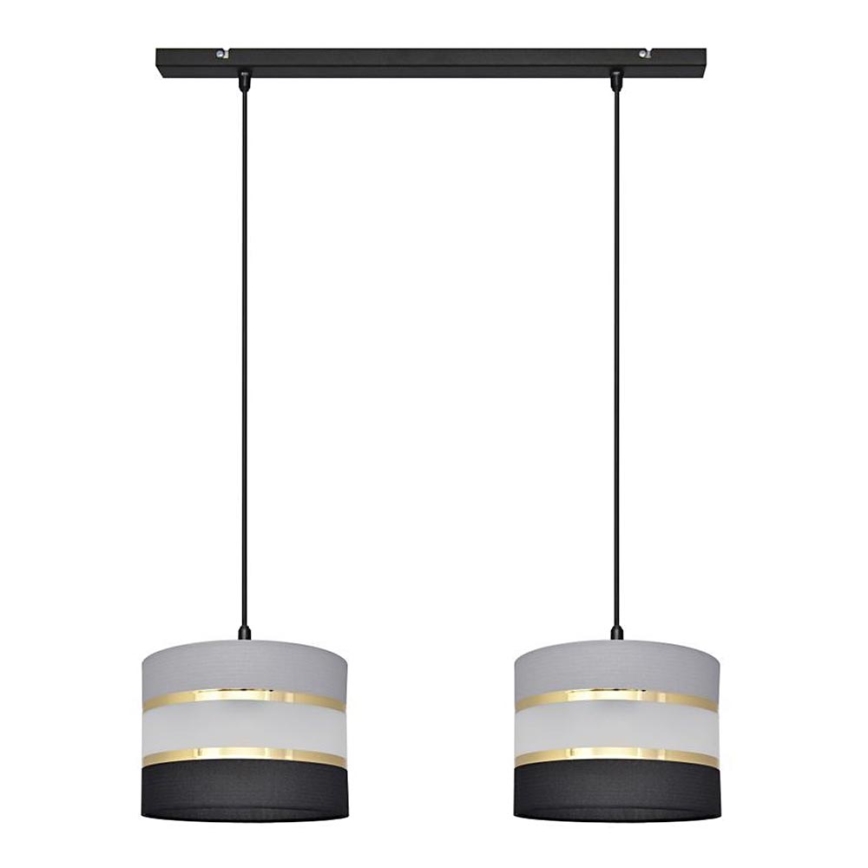 Pendel HELEN 2xE27/15W/230V sort/grå/gylden