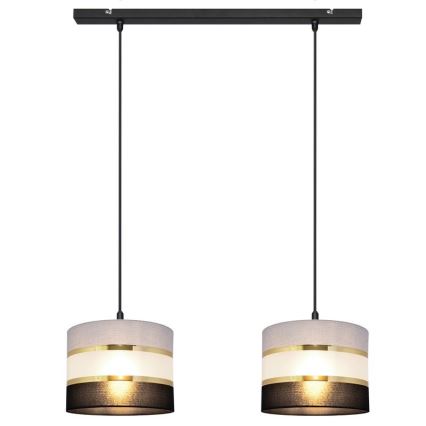Pendel HELEN 2xE27/15W/230V sort/grå/gylden