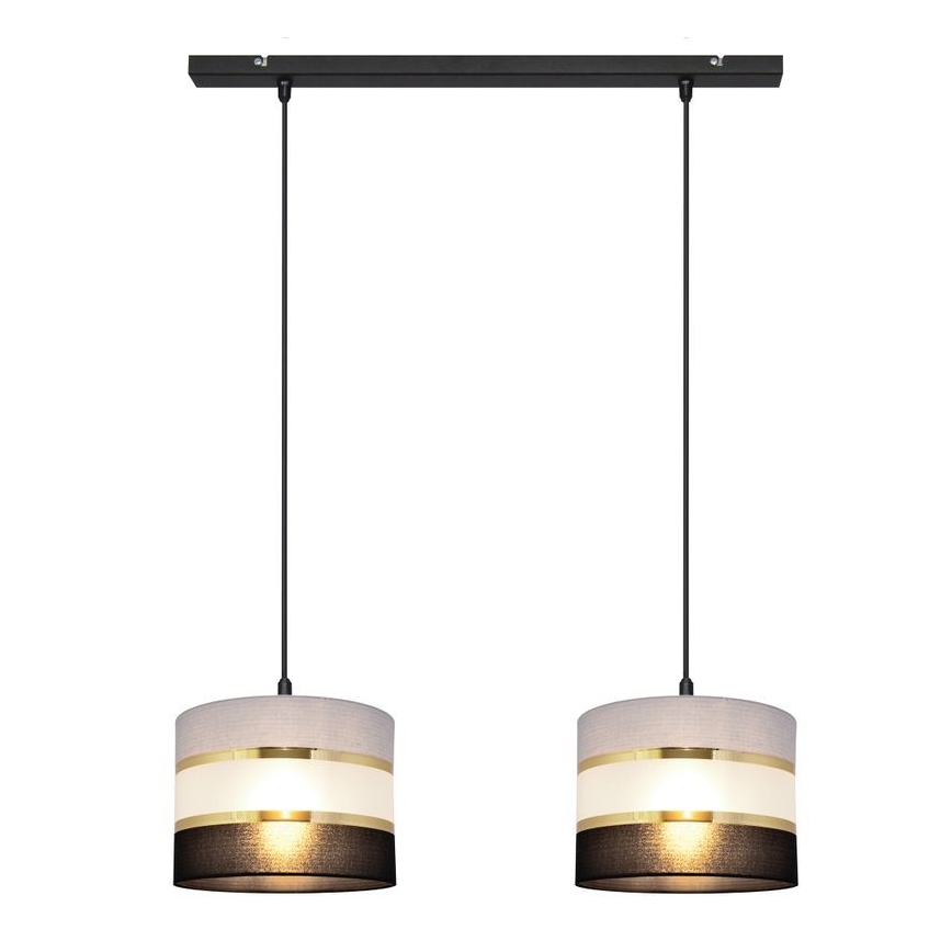 Pendel HELEN 2xE27/15W/230V sort/grå/gylden