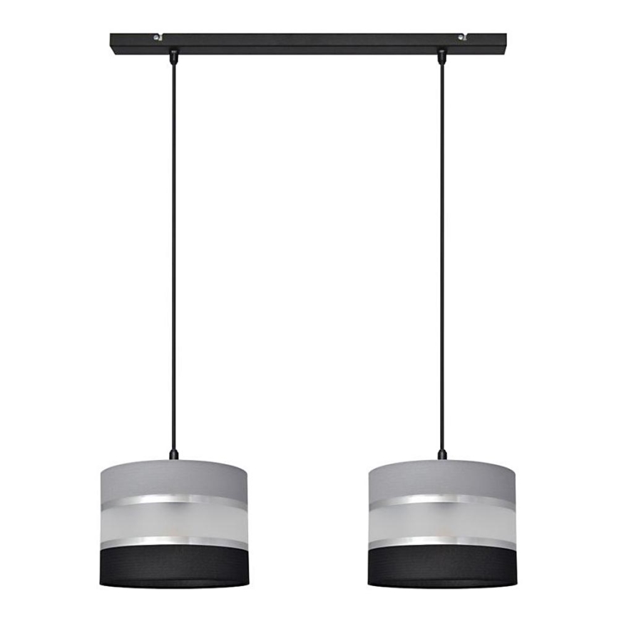 Pendel HELEN 2xE27/15W/230V sort/grå/sølvfarvet