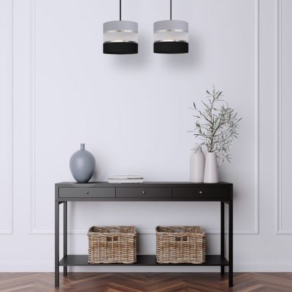 Pendel HELEN 2xE27/15W/230V sort/grå/sølvfarvet
