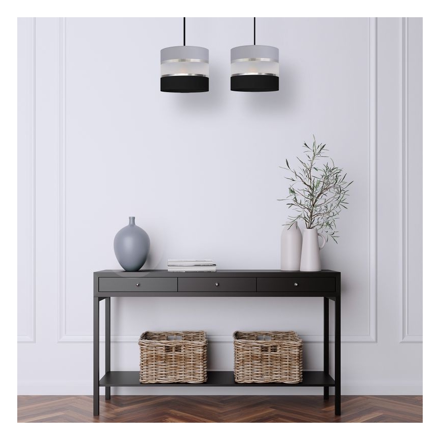 Pendel HELEN 2xE27/15W/230V sort/grå/sølvfarvet