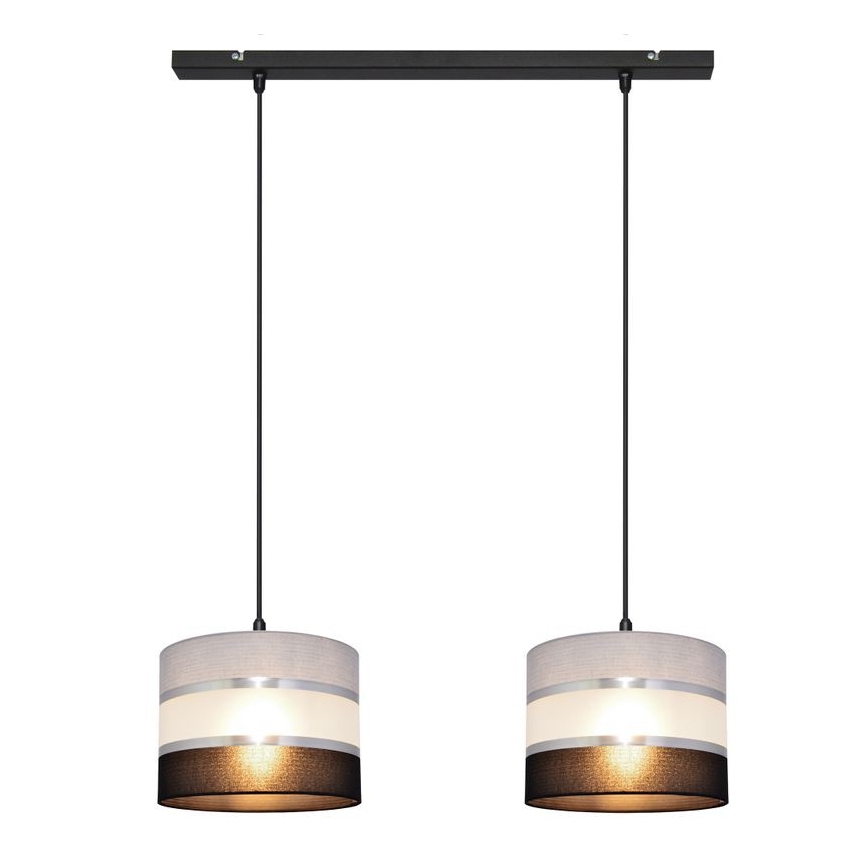 Pendel HELEN 2xE27/15W/230V sort/grå/sølvfarvet