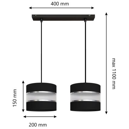 Pendel HELEN 2xE27/15W/230V sort