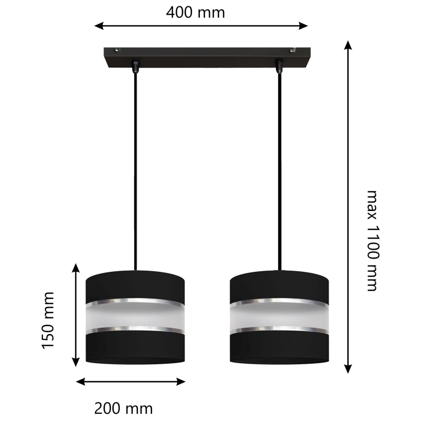 Pendel HELEN 2xE27/15W/230V sort