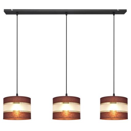 Pendel HELEN 3xE27/15W/230V brun/sort/gylden