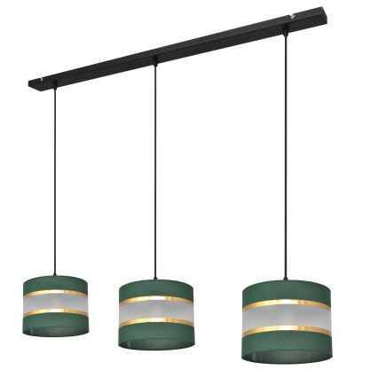 Pendel HELEN 3xE27/15W/230V grøn/guldfarvet