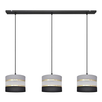 Pendel HELEN 3xE27/15W/230V sort/grå/gylden