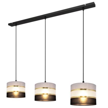 Pendel HELEN 3xE27/15W/230V sort/grå/gylden