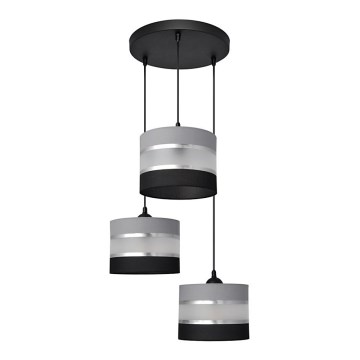 Pendel HELEN 3xE27/15W/230V sort/grå/sølvfarvet