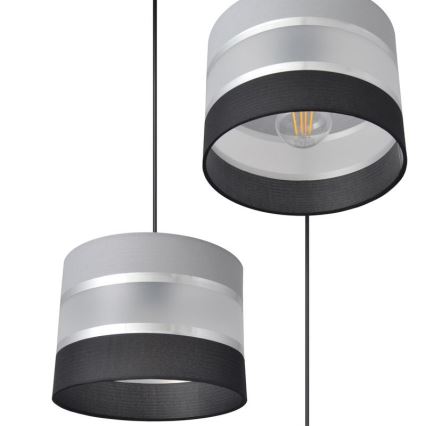 Pendel HELEN 3xE27/15W/230V sort/grå/sølvfarvet