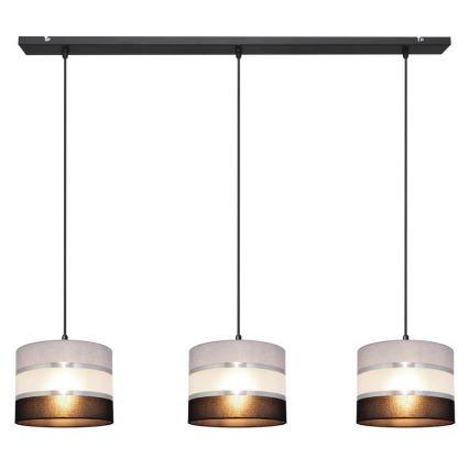 Pendel HELEN 3xE27/15W/230V sort/grå/sølvfarvet