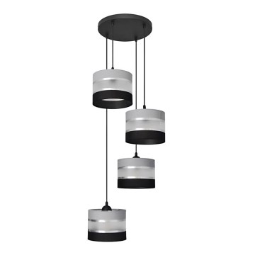 Pendel HELEN 4xE27/15W/230V sort/grå/sølvfarvet
