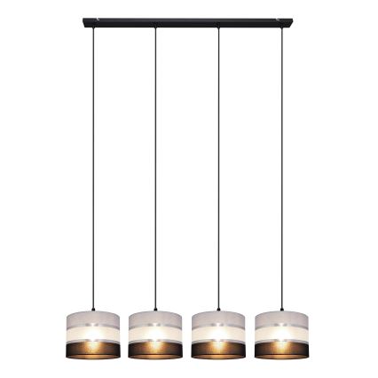 Pendel HELEN 4xE27/15W/230V sort/grå/sølvfarvet