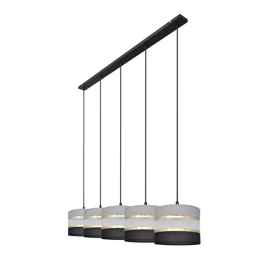 Pendel HELEN 5xE27/15W/230V sort/grå/gylden