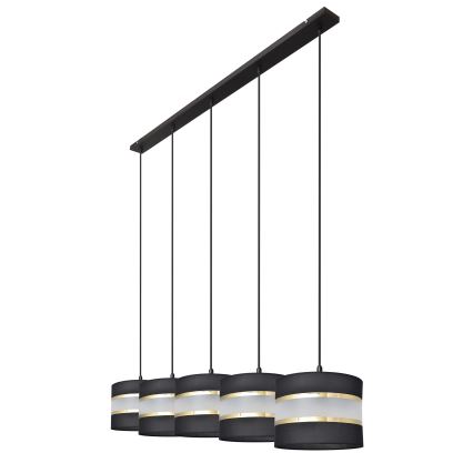 Pendel HELEN 5xE27/15W/230V sort/gylden