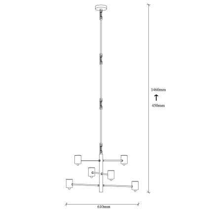 Pendel HEXA 6xE27/40W/230V