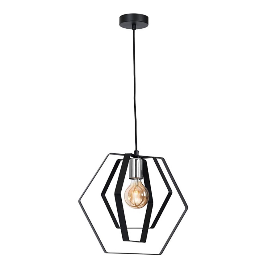 Pendel HEXAGON 1xE27/60W/230V sort/skinnende krom