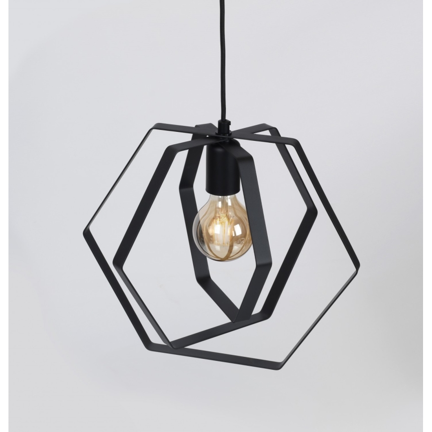 Pendel HEXAGON 3xE27/60W/230V rund sort