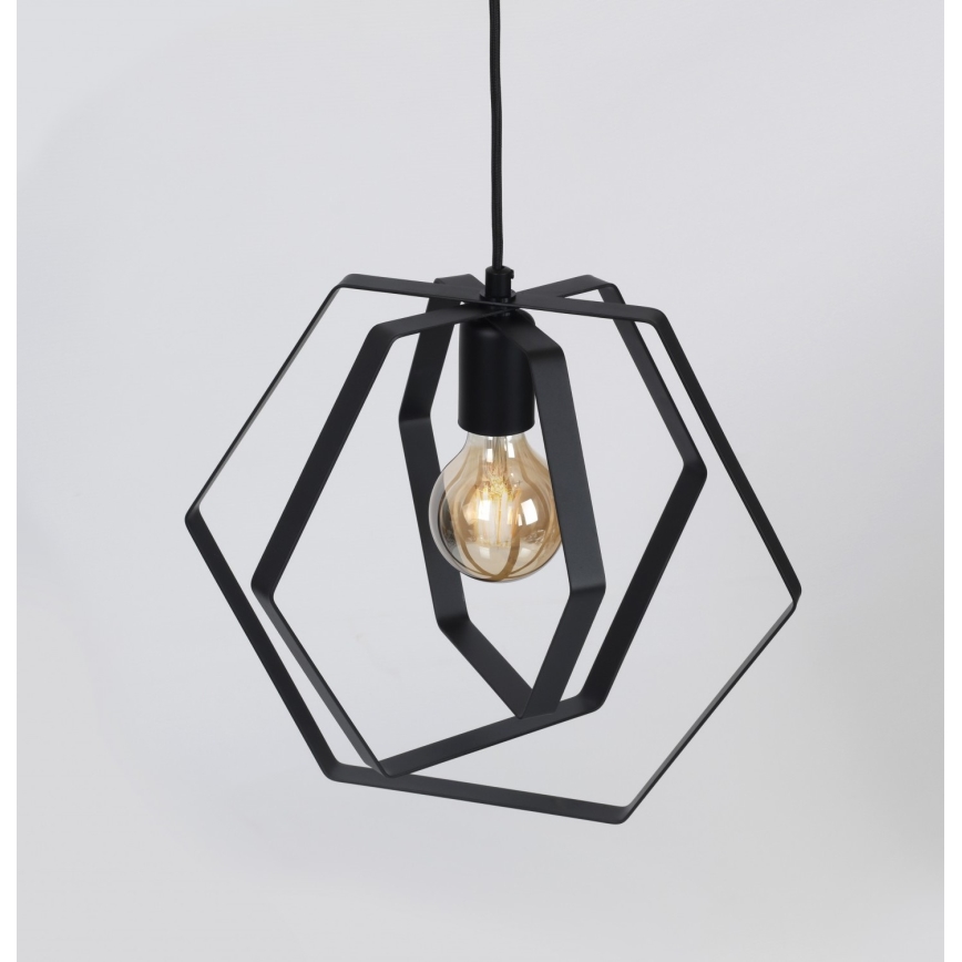 Pendel HEXAGON 3xE27/60W/230V sort