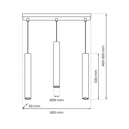 Pendel HUDSON 3xGU10/8W/230V sort