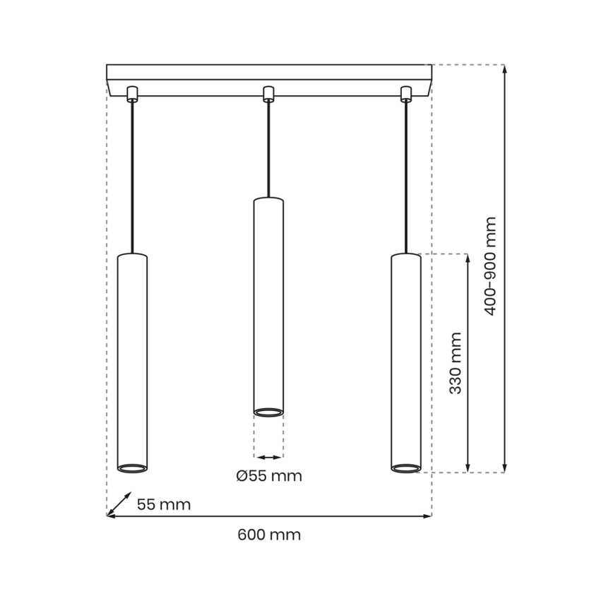 Pendel HUDSON 3xGU10/8W/230V sort
